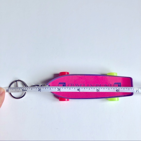 VINTAGE Skateboard Keychain LAURENT DAVID Pink Unisex 6 3/4” - Picture 4 of 9